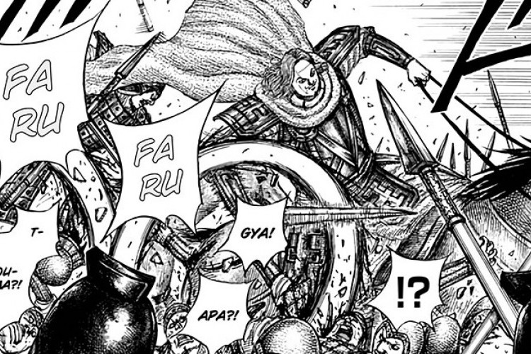 Spoiler Manga Kingdom Chapter 823 Bahasa Indo, Raku Mendapat Serangan Bertubi-tubi!